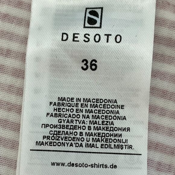 Desoto Eve Collared V Neck Striped Button Down Cotton Blouse Red Wht Sz 36 NWOT - Picture 9 of 15